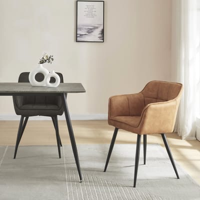Eetkamerstoel Birmingham kuipstoel 81x57x53 cm bruin en zwart [en.casa]