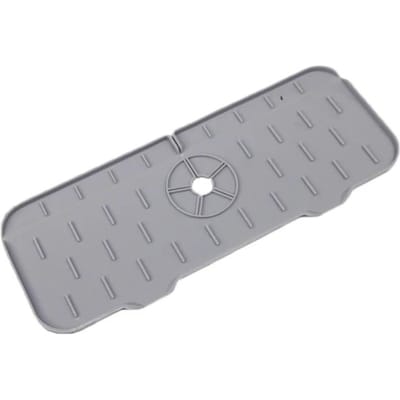 Tapis de robinet en Silicone pour évier de cuisine, tampon de Drainage, protection contre les comptoirs de salle de bains, plateau à séchage rapide 37x14cm&1PC gray
