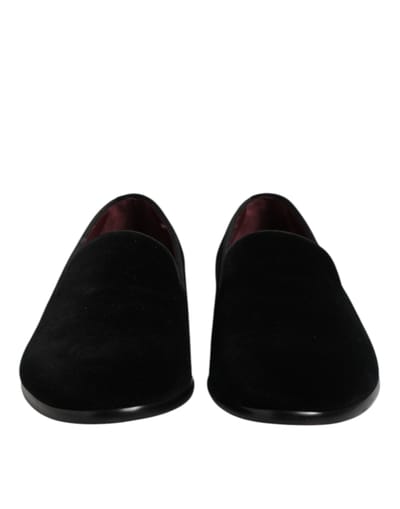 Dolce & Gabbana Zwarte Velvet Instap Loafers Formele Schoenen