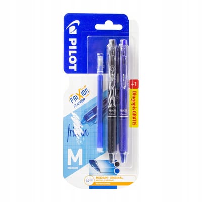 Pilot Frixion Clicker 0.7 Set: Blauw & Zwart + Blauwe Vulling