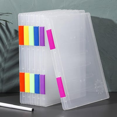 Draagbare A4 Documentenbox met Deksel, 6 Stuks, Transparante Opbergdozen voor Papier, Kunstbenodigdheden en Bouwblokken