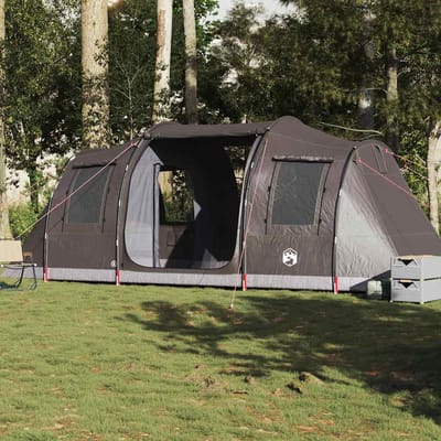 Vidaxl Tente de Camping, 4 Personnes, Tunnel, Marron, Imperméable