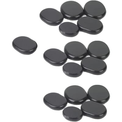 16 Delen Hot Stone Kit Platte Gladde Verwarmende Masserende Stenen Set voor het Stimuleren van de Bloedcirculatie Harmoniseert Lichaamsenergie black