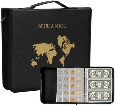 Dailygoody - Coin Collectie Album - 240 Compartimenten - Bescherming tegen Vocht - Geschikt voor Munt- en Banknoteverzameling - 33 cm