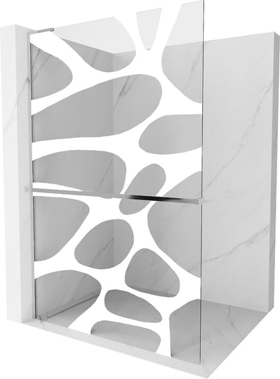 Mexen Kioto+ L douchewand met plank Walk-in 70 x 200 , witte golf, chroom - 800-070-123-01-97