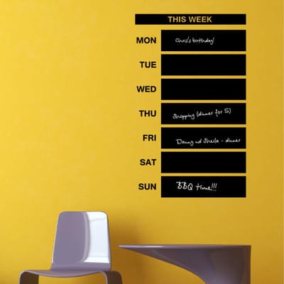 Schoolbordsticker - uitwisbare zelfklevende muurstickers - WEEKKALENDER - 90x55cm