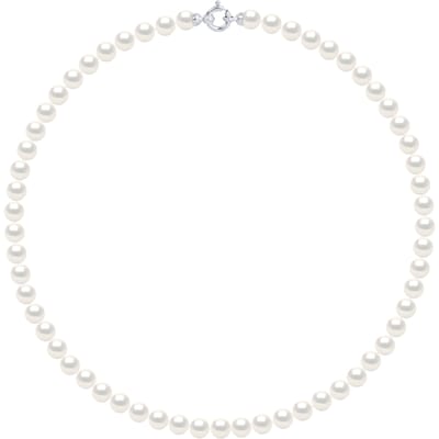 Rank ketting PRINCESS zoetwaterparels 6-7 mm ronde witte luxe witte gouden gesp