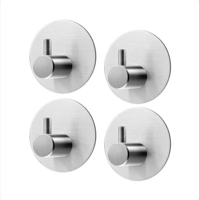 Scoby - Handdoekhaakjes - Zelfklevende Wandhaakjes - Set van 4 - Multifunctioneel - Bathroom Hooks - Zilver - Rond