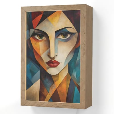 Wandlamp 20x30 cm - Oplaadbaar - Portret - Abstract - Vormen - Wandlampen binnen woonkamer - Slaapkamer lamp met kabel - Decoratieve nachtlamp - Vloerlamp snoer