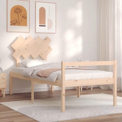 Seniorenbed Massief Hout - Comfortabel Bed - Makkelijk Instappen - Ruime Opbergruimte - 45cm Zithoogte - Rustiek Bruin