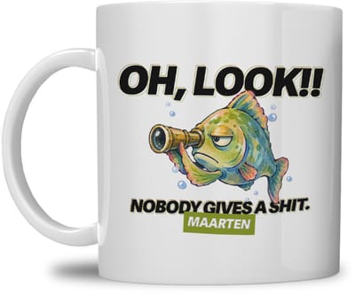 Mok | "Oh, Look! Nobody Gives a Shit" | Gepersonaliseerd met Naam | Humor mok | Wit