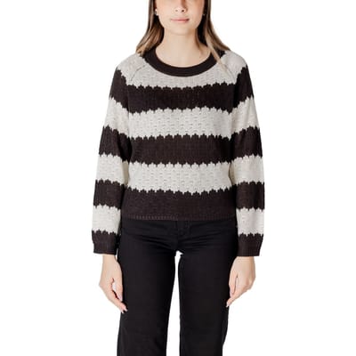 Jacqueline De Yong Zwart-Wit Marabou Sweatshirt