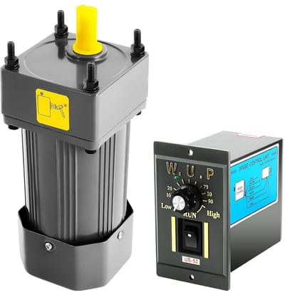 Transmissiemotor met Regelaar - Motor met Snelheid Aandrijfmotor - Industriële Machines - Traploze Toerentalregeling - 90 W 38 Nm - Grijs