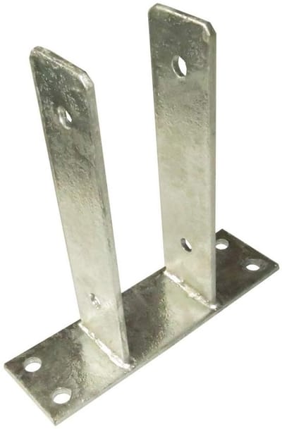 U-paaldrager - Paalhouder Grondanker - Tuinconstructies Bevestigen - Verzinkt Staal 5mm Dik - 10x10 cm - Zilver