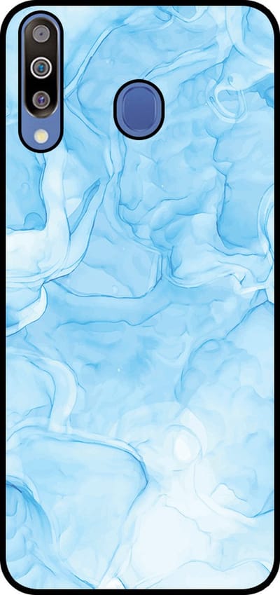 Smartphonica Telefoonhoesje Geschikt voor Samsung Galaxy M30 met marmer opdruk - TPU backcover case marble design - Lichtblauw geschikt voor Samsung Galaxy M30