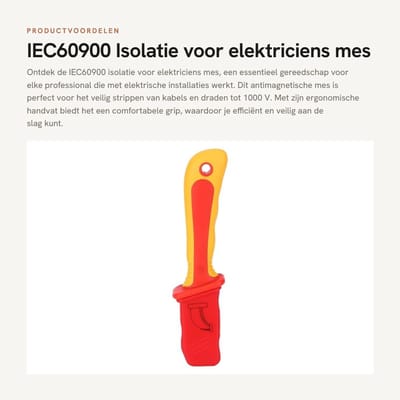 Dailygoods - IEC60900 Isolatie voor elektriciens mes - Antimagnetische snelband-strippersnijder - Rood - 1000 V - Hoogwaardige isolatie - Geschikt voo...