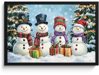 Poster in lijst - Fotolijst 60x40 cm - Posters - Vrolijk - Sneeuw - Kleurrijk - Posterlijst zwart - Decoratie - Wanddecoratie woonkamer - Muurdecoratie slaapkamer
