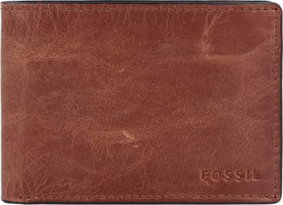 FOSSIL Portemonnee Derrick Flap Bifold Brown Bruine