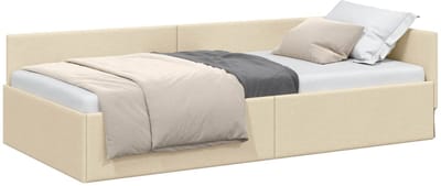 vidaXL - Hoek - Bed - Frame - Crème - 90 - x - 190 - cm - Stof