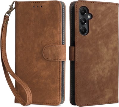 Coverup Hoesje - Geschikt voor Samsung Galaxy A05s Hoesje - Coverup Book Case met Koord - Bruin