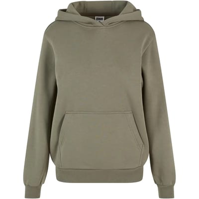 Urban Classics dames pluizige capuchontrui van sweatstof en fleece - capuchontruien bleek olijfgroen S