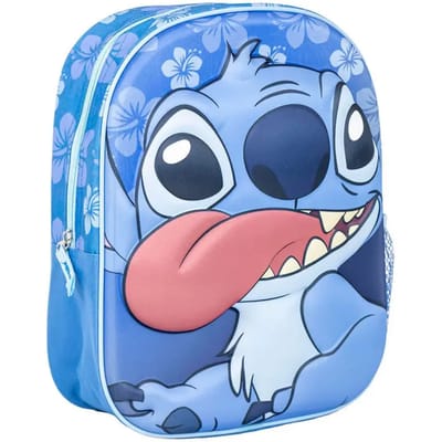 Rugzak, Kinderrugzak, Schooltas 3D Lilo & Stitch 'Stitch' Blauw 25x31x10 cm
