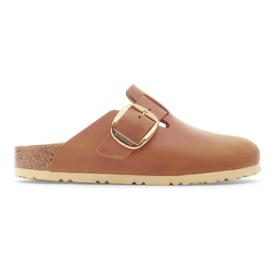 Nubuck leren klompen met een grote gesp Birkenstock Boston