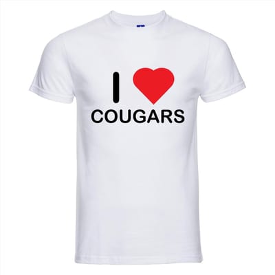 I LOVE COUGARS T-shirt - 100% Katoen - Maat XS - Classic Fit - Wit