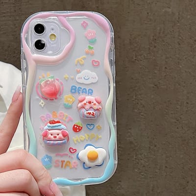 Coque Souple avec Chaîne à Suspendre Motif Fleur 3D Cochon Mignon Pour iPhone 13 Coque iPhone 15 14 12 11 Pro Max XR X XS 7 8 Plus SE Housse de Protection For iPhone 12 Pro