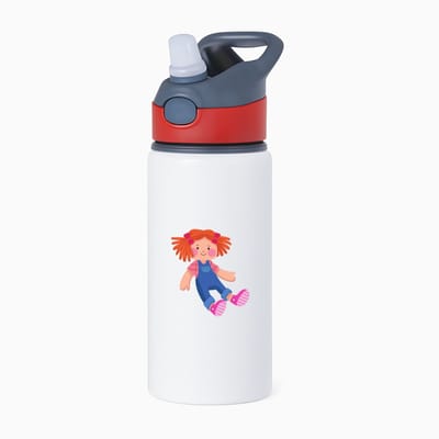 Hacebo® - pop waterfles met rietje rood - Meisje - Baby's - cadeau voor een peuter - speelgoed - water fles - 650ML