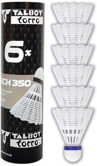 Talbot Torro Badminton Shuttles Tech 350 Wit/blauw 6 Stuks