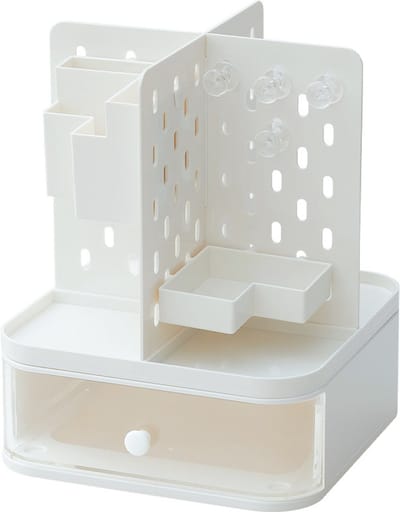 Draaibare Bureau Organizer – bureau organizer - Voor Make-up Kwasten & Kantoorbenodigdheden – 24x19x19cm - Wit