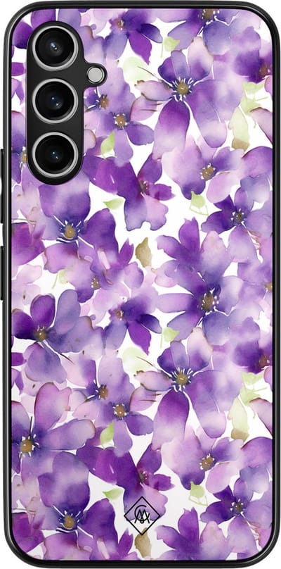 Casimoda® hoesje - Geschikt voor Samsung Galaxy A54 - Floral Violet - Zwart TPU Backcover - Bloemen - Paars