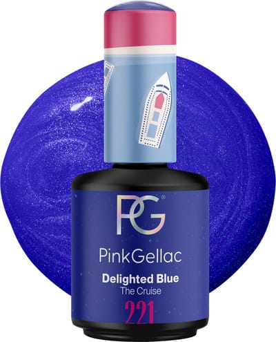 Pink Gellac Gellak - 221 Delighted Blue 15ml - Blauwe Gel Nagellak met Shimmer Finish - Gellac - Gel Nagels Producten