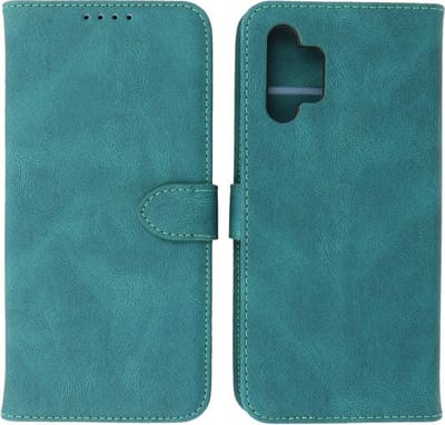 Samsung Galaxy A32 4G Hoesje - Portemonnee Book Case - Kaarthouder & Magneetlipje - Kunstleer - Donker Groen