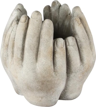 Dekoratief | Bloempot handen, grijs, cement, 16x16x18cm | A250252