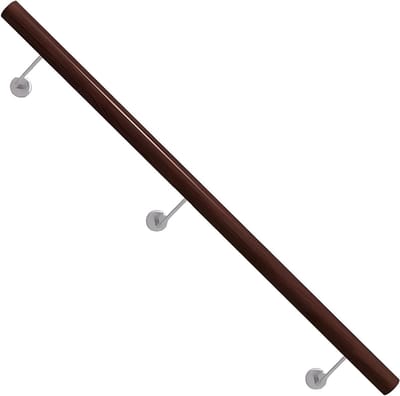 Robuuste trapleuning - Massief hout - Veilige trap - Metalen houder - 22 meter - Houtkleur