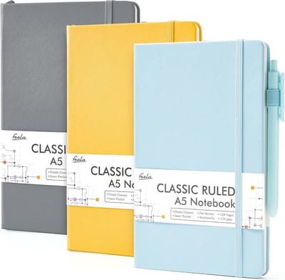 Notitieboek Set A5 Gelinieerd met 3 Gelpen - Dagboek voor School en Kantoor