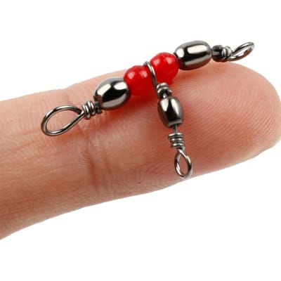 10 Pièces Émerillons de Pêche Émerillons Roulants Baril en Laiton Émerillon 3 Voies Accessoires de Pêche Anti-Emmêlement 10Pcs rouge