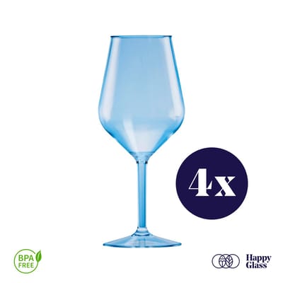 HappyGlass Lady Abigail plastic wijnglazen – Set van 4 kunststof herbruikbare wijnglazen – 47cl – Marine Blue – BPA-vrij Tritan - Limited Edition