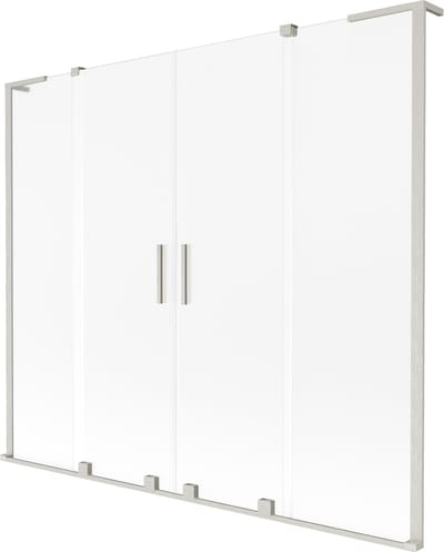 Mexen Velar L Duo badwand scherm 2-delig schuifbaar 170 x 150 cm, ijs, geborsteld nikkel - 896-170-003-32-97