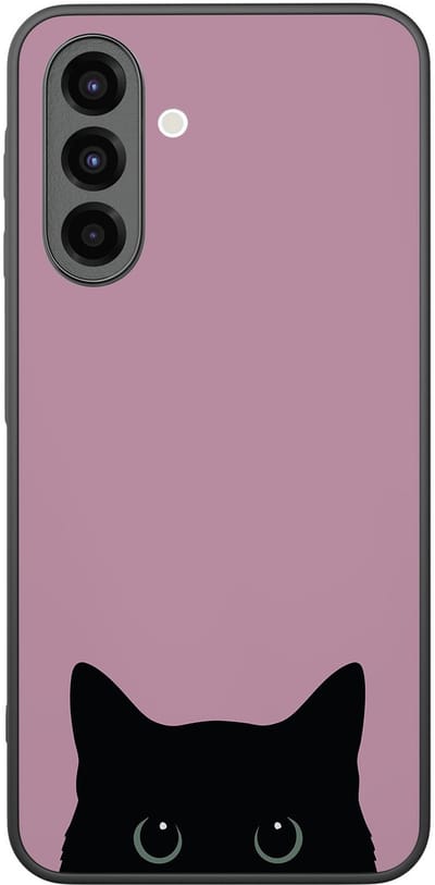 Hoesje geschikt voor Samsung Galaxy A26 - Zwarte kat - TPU Hard Case Backcover - Roze - Mooie Telefoonhoesjes