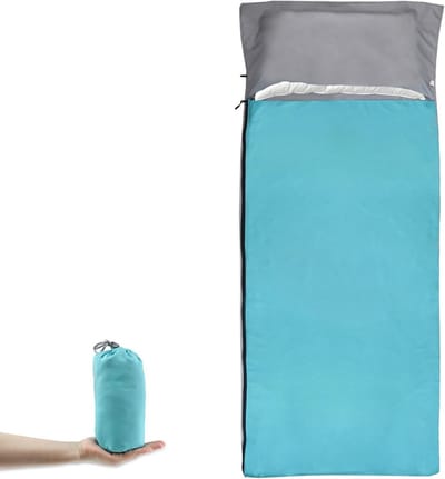 Slaapzakvoering 215x85cm - Draagbare Reisvoering voor Kamperen & Backpacken - Lichte Slaapzak Lining met Kusseloket - Machine-wasmogelijk