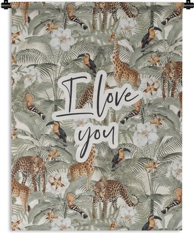 Wandkleed - Wanddoek - Liefde - I love you - Quotes - Spreuken - 90x120 cm - Wandtapijt