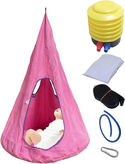 Hangmatstoel voor kinderen - Schommelzitje Pod - Ontspannen Buiten Spelen - Verstelbaar Veilig Design - Tot 150 kg - Roze