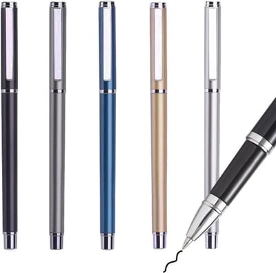 Zwarte metalen balpennen voor bullet journal en notities - Hoogwaardige schrijfpennen (5 stuks)