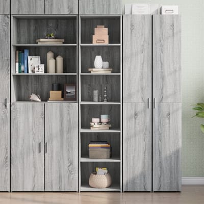vidaXL - Hoge - kast - 45x41x185 - cm - bewerkt - hout - grijs - sonoma - eikenkleurig