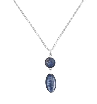 ARLIZI 2478 Ketting blauw kyaniet kralen hanger - sterling zilver - 47 cm