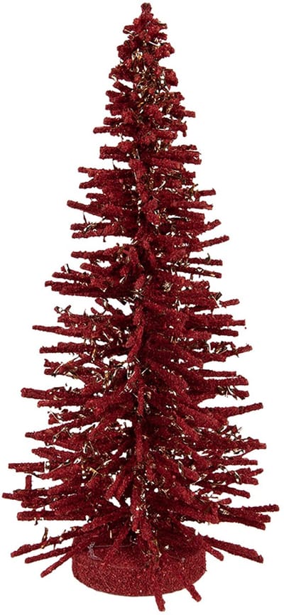 Clayre & Eef Kerstdecoratie Beeld Kerstboom Ø 14x25 cm Rood Hout