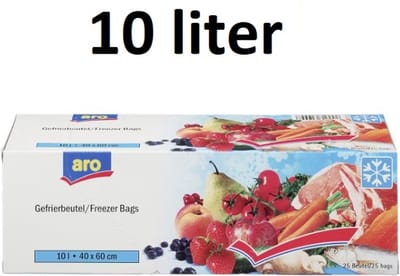 Diepvrieszakjes 10 liter - 25 diepvrieszakken - transparant - 40 x60 cm - Vershoudzakjes voor in de vriezer - Lekvrij - Boterhamzakjes